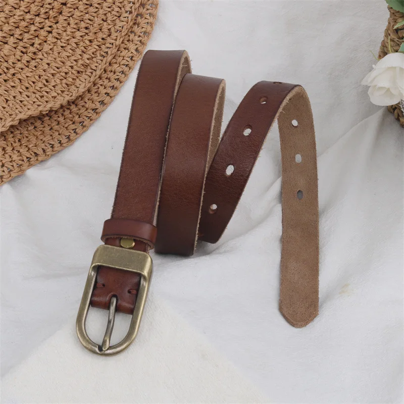 Ladies Cowskin Belt, Woman Genuine Leather Copper Buckle Fashionable Retro Versatile Jeans Narrow Belt Slim Fit Waist Belts
Ladies Cowskin Belt, Woman Genuine Leather Copper Buckle Fashionable Retro Versatile Jeans Narrow Belt Slim Fit Waist Belts