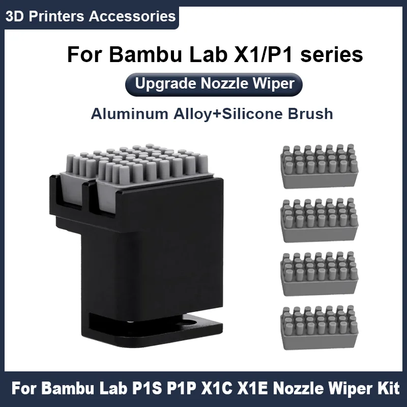 Nozzle Wiper for Bambu-Lab P1P/P1S/X1/X1C/X1E Nozzle Cleaning Kit, Quick Install, Silicone Brush Wiper 3D Printers Accessories
Nozzle Wiper for Bambu-Lab P1P/P1S/X1/X1C/X1E Nozzle Cleaning Kit, Quick Install, Silicone Brush Wiper 3D Printers Accessories