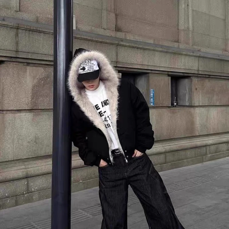 Men's Warm Thick Hooded Puffer Jacket Winter Streetwear Coat Zipper Front Long Sleeve Fleece Outerwear for Cold Weather
Men's Warm Thick Hooded Puffer Jacket Winter Streetwear Coat Zipper Front Long Sleeve Fleece Outerwear for Cold Weather