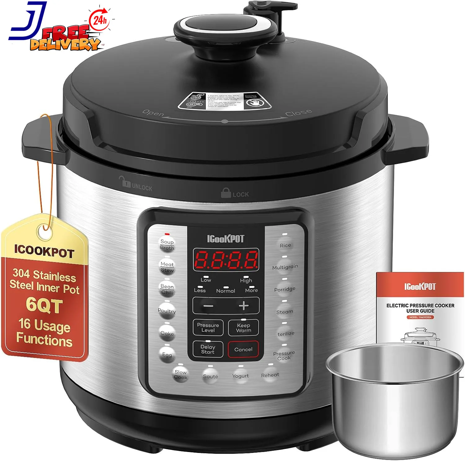 16-In-1 Electric Pressure Cooker Slow Cook Rice Maker Steamer Warmer & Sterilize
16-In-1 Electric Pressure Cooker Slow Cook Rice Maker Steamer Warmer & Sterilize