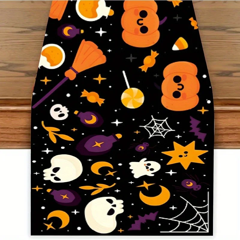 Halloween Table Runner,Woven Rectangular Table Decor, with Ghosts, Skeletons, Pumpkins, for Holiday Party Kitchen Dining Room
Halloween Table Runner,Woven Rectangular Table Decor, with Ghosts, Skeletons, Pumpkins, for Holiday Party Kitchen Dining Room