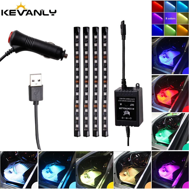 Светодиодная RGB-подсветка для салона автомобиля 4-в-1, 12 светодиодов, с питанием от прикуривателя/USB, декоративная лента для ног, управление через приложение
Светодиодная RGB-подсветка для салона автомобиля 4-в-1, 12 светодиодов, с питанием от прикуривателя/USB, декоративная лента для ног, управление через приложение