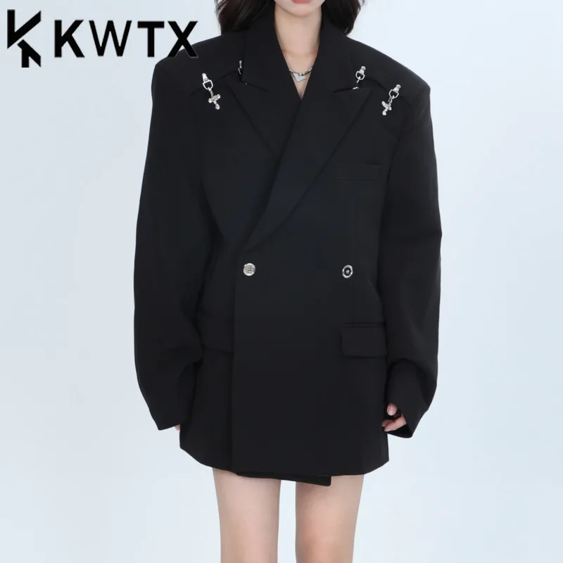 KWTX Women's Black Blazer Jacket With Metal Buttons SS 2025 Trendy Designer Casual Chic Spring Summer Outerwear Street Style
KWTX Women's Black Blazer Jacket With Metal Buttons SS 2025 Trendy Designer Casual Chic Spring Summer Outerwear Street Style