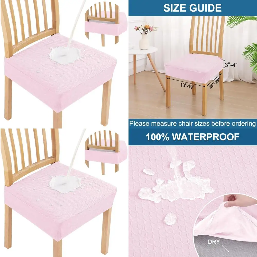 Set of 8 Smiry Pink Stretch Jacquard Dining Chair Seat Covers, Waterproof Removable Washable Protectors
Set of 8 Smiry Pink Stretch Jacquard Dining Chair Seat Covers, Waterproof Removable Washable Protectors