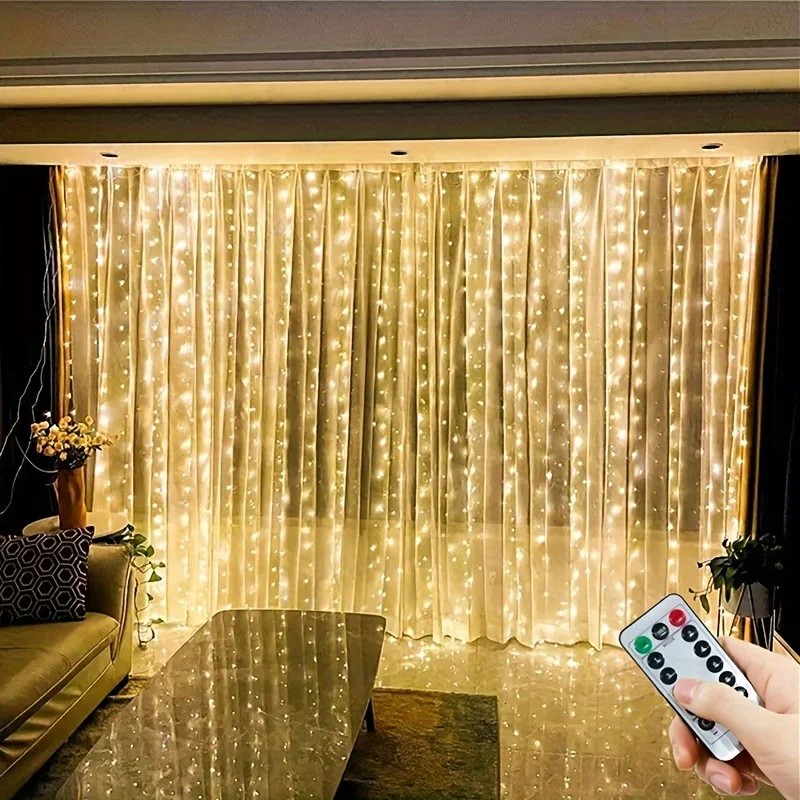 Waterproof Outdoor LED Curtain Lights 300 USB Remote 8 Modes, 3x3m Warm White String Lights for Christmas Wedding Party Birthday
Waterproof Outdoor LED Curtain Lights 300 USB Remote 8 Modes, 3x3m Warm White String Lights for Christmas Wedding Party Birthday
