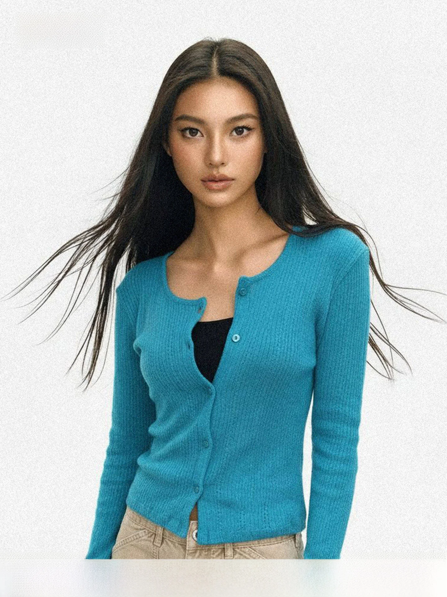 Slim Fit Long Sve Knitted Cardigan in Peaco Blue round Ne Sweater Outerwear Casual Sle Comfortable Medium Thin
Slim Fit Long Sve Knitted Cardigan in Peaco Blue round Ne Sweater Outerwear Casual Sle Comfortable Medium Thin