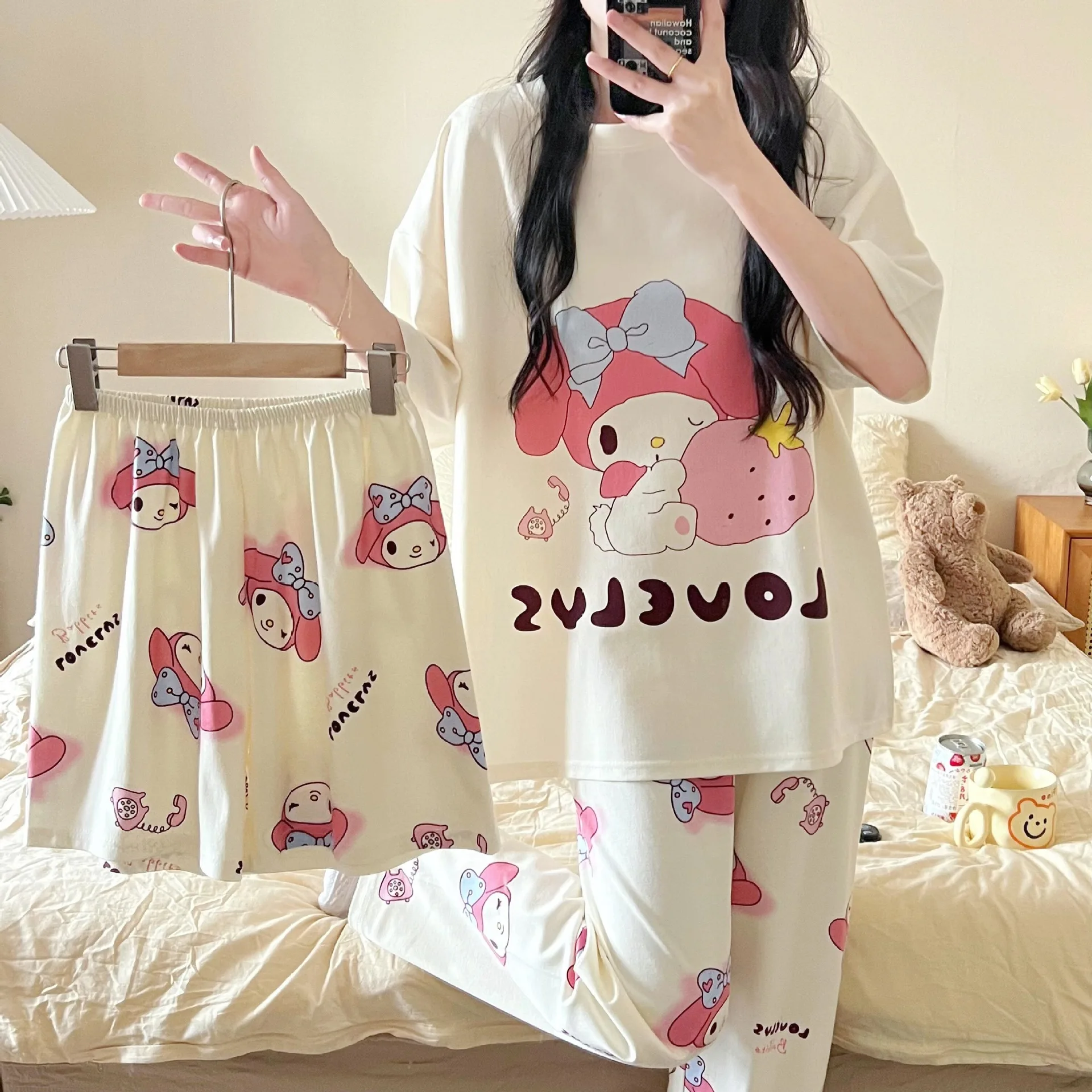 3Pcs My Melody Women Pajamas Set Summer Pochacco Sanrio T-Shirt Shorts Pants Round Neck Print Loose Korean Cute Student Homewear
3Pcs My Melody Women Pajamas Set Summer Pochacco Sanrio T-Shirt Shorts Pants Round Neck Print Loose Korean Cute Student Homewear