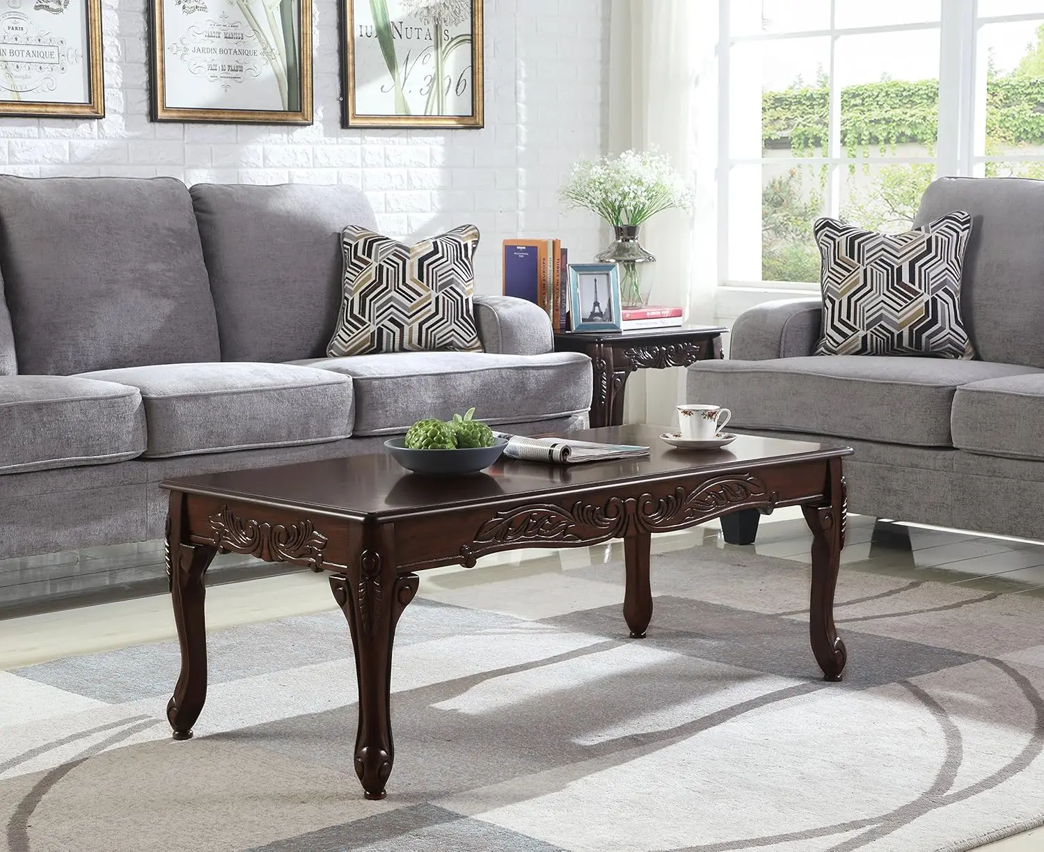 Traditional Ornate Wood Coffee Table with Storage Shelf Living Room Dark Cherry, Customized
Traditional Ornate Wood Coffee Table with Storage Shelf Living Room Dark Cherry, Customized