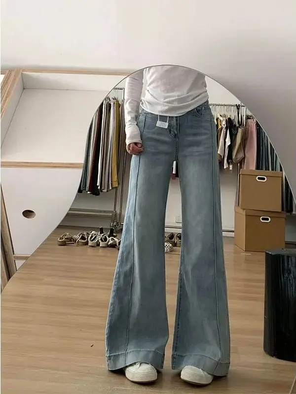 High Waist Loose Fit Light Blue Bell Bottom Jeans Women's Summer New Style Slimming American Wide Leg Pants Wide Leg Jeans
High Waist Loose Fit Light Blue Bell Bottom Jeans Women's Summer New Style Slimming American Wide Leg Pants Wide Leg Jeans