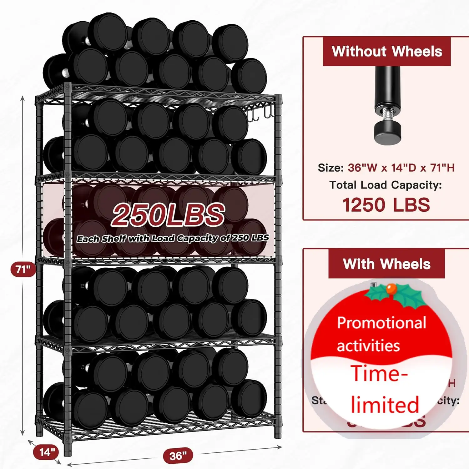 PrimeZone 74''H Wire Shelving 1250lbs 5 Tier Storage Shelves with Wheels NSF Certified Heavy Duty Steel Metal Shelf Adjustable R
PrimeZone 74''H Wire Shelving 1250lbs 5 Tier Storage Shelves with Wheels NSF Certified Heavy Duty Steel Metal Shelf Adjustable R