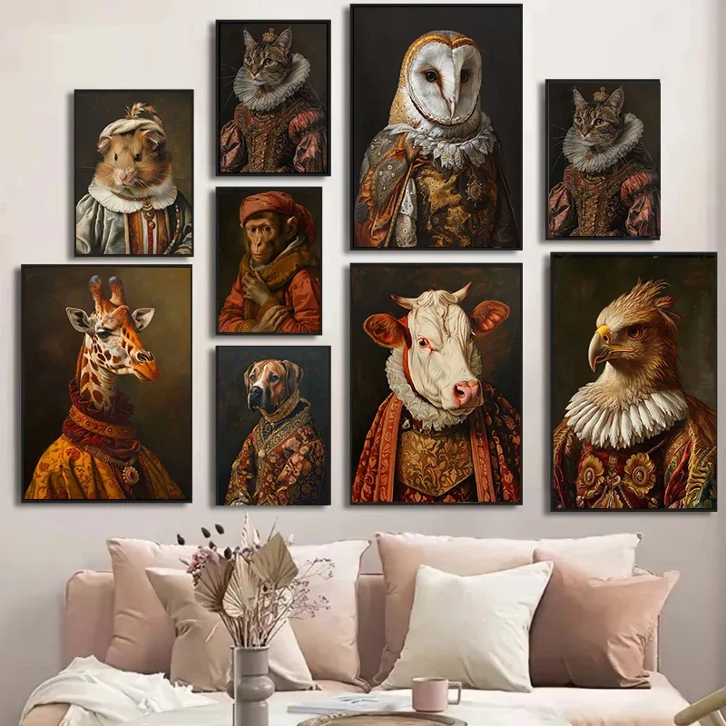 Aristocrat Animals Giraffe Cow Monkey Owl Eagle Cat Portrait Poster Prints Diamond Printing Vintage Medieval Wall Art Decor
Aristocrat Animals Giraffe Cow Monkey Owl Eagle Cat Portrait Poster Prints Diamond Printing Vintage Medieval Wall Art Decor