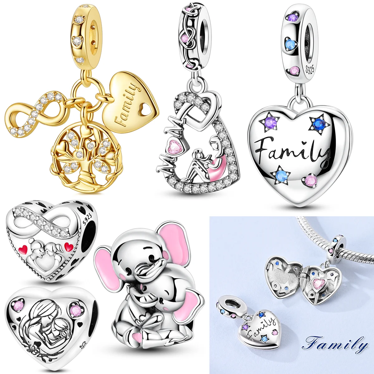 Loving Family Charms Bead 925 Sterling Silver CZ Zircon Parent-child Mom Love Pendants Fit Original Bracelet DIY Jewelry Gift
Loving Family Charms Bead 925 Sterling Silver CZ Zircon Parent-child Mom Love Pendants Fit Original Bracelet DIY Jewelry Gift