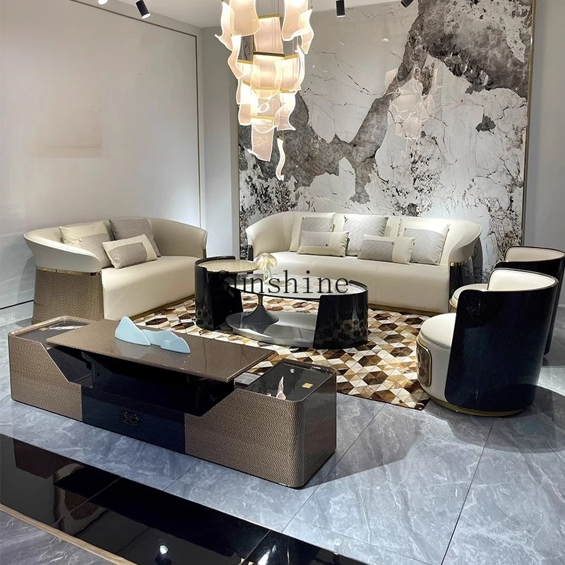 Postmodern light luxury Italian sofa 123 combination leather solid wood high-end simple living room luxury
Postmodern light luxury Italian sofa 123 combination leather solid wood high-end simple living room luxury