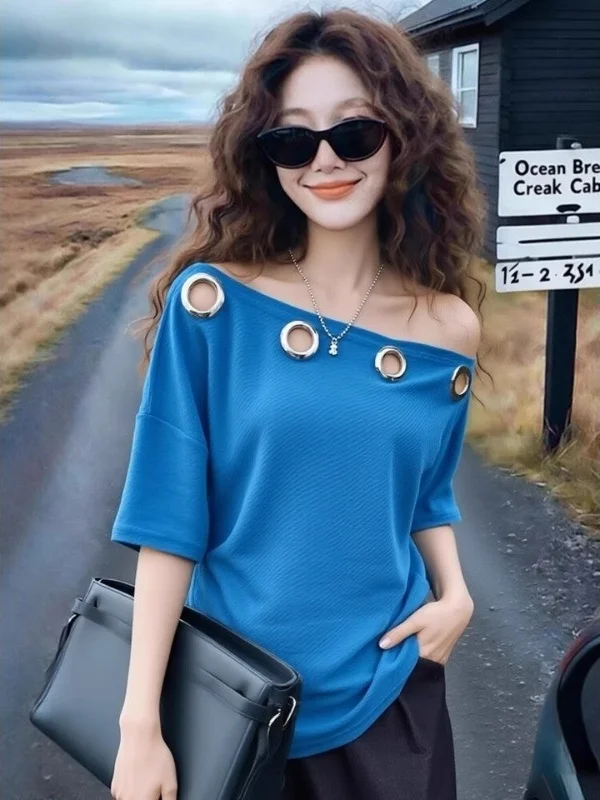 Loose Blue Korean Style T-Shirt Women's Summer Dopaamine Hollow out Short Sleeve High Quality Fashionable Top Citywalk
Loose Blue Korean Style T-Shirt Women's Summer Dopaamine Hollow out Short Sleeve High Quality Fashionable Top Citywalk