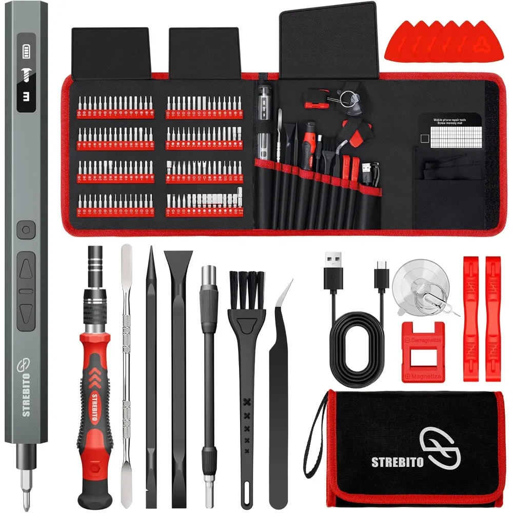 STREBITO 144-х предметная модернизированная электрическая отвертка, макс. 0,7 Нм, 120 магнитных битов, 5-ступенчатая регулировка крутящего момента, прецизионная отвертка
STREBITO 144-х предметная модернизированная электрическая отвертка, макс. 0,7 Нм, 120 магнитных битов, 5-ступенчатая регулировка крутящего момента, прецизионная отвертка