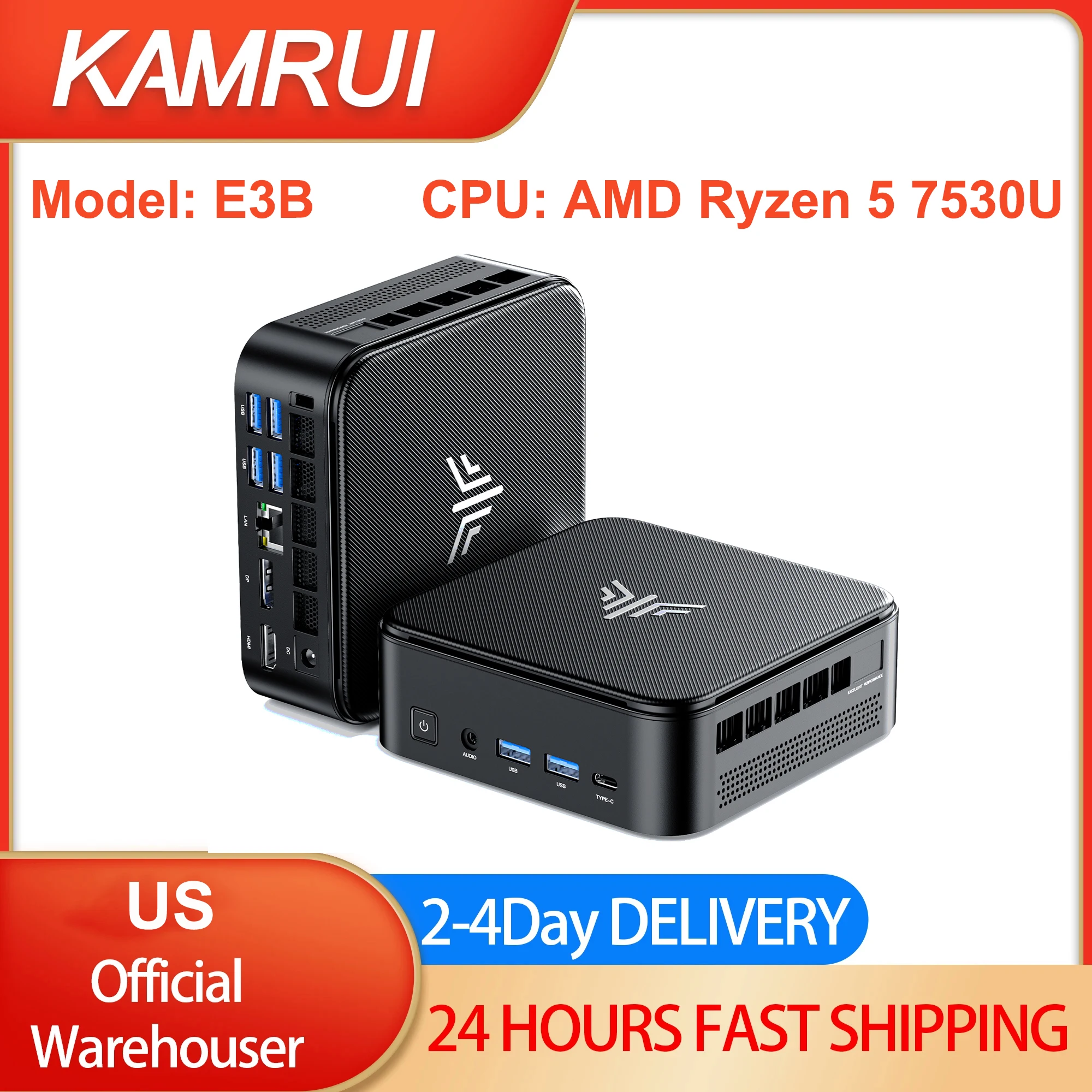 KAMRUI E3B AMD Ryzen 5 7530U Mini PC Gaming 16GB RAM 512GB ROM LPDDR4X WIFI6 4K Display Bluetooth 5.2 Mini Desktop Computer
KAMRUI E3B AMD Ryzen 5 7530U Mini PC Gaming 16GB RAM 512GB ROM LPDDR4X WIFI6 4K Display Bluetooth 5.2 Mini Desktop Computer
