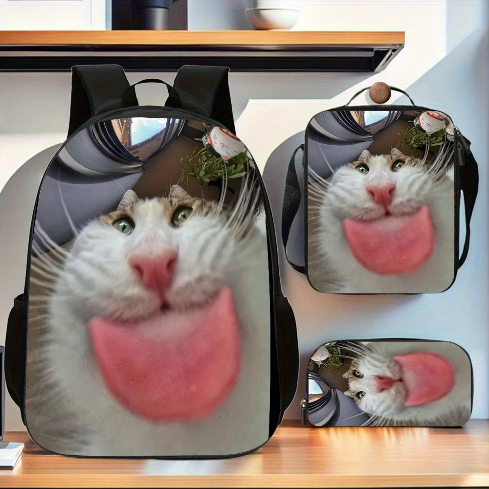 3pcs Funny Cat-Themed Backpack Set with Pencil & Messenger Bags - Large Capacity School Backpack with Laptop Compartment, Adjust
3pcs Funny Cat-Themed Backpack Set with Pencil & Messenger Bags - Large Capacity School Backpack with Laptop Compartment, Adjust