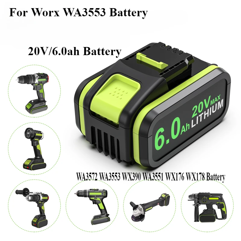 For Worx WA3553 Battery 20V/6.0ah Battery Cordless Power Tool Spare Batteriies WA3572 WA3553 WX390 WA3551 WX176 WX178 Battery
For Worx WA3553 Battery 20V/6.0ah Battery Cordless Power Tool Spare Batteriies WA3572 WA3553 WX390 WA3551 WX176 WX178 Battery