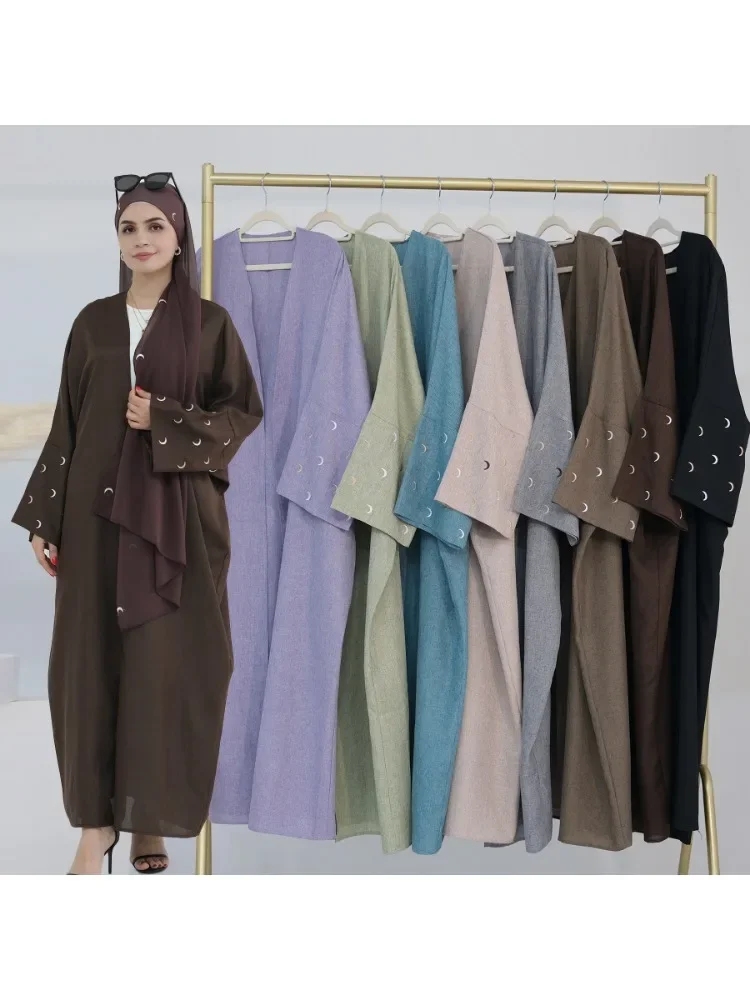 Luxury Muslim Abaya Eid Moon Open Stitch Modest Cardigan Women Arabic Dubai Dress Party Jalabiya Islamic Turkey Linen Robe
Luxury Muslim Abaya Eid Moon Open Stitch Modest Cardigan Women Arabic Dubai Dress Party Jalabiya Islamic Turkey Linen Robe