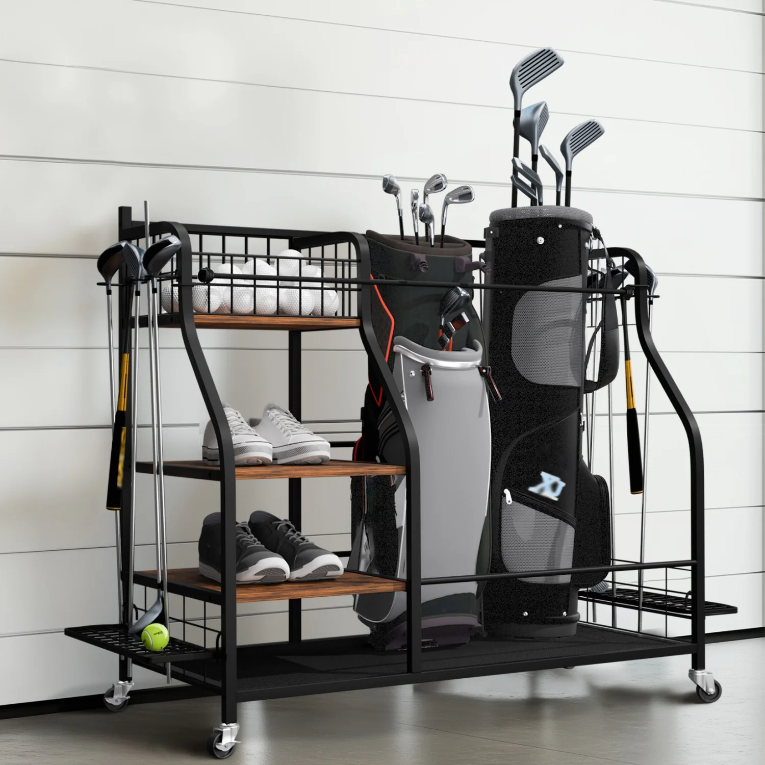 Металлическая подставка-органайзер для хранения гольф-снаряжения в гараже, клубном домике, подвале
Металлическая подставка-органайзер для хранения гольф-снаряжения в гараже, клубном домике, подвале