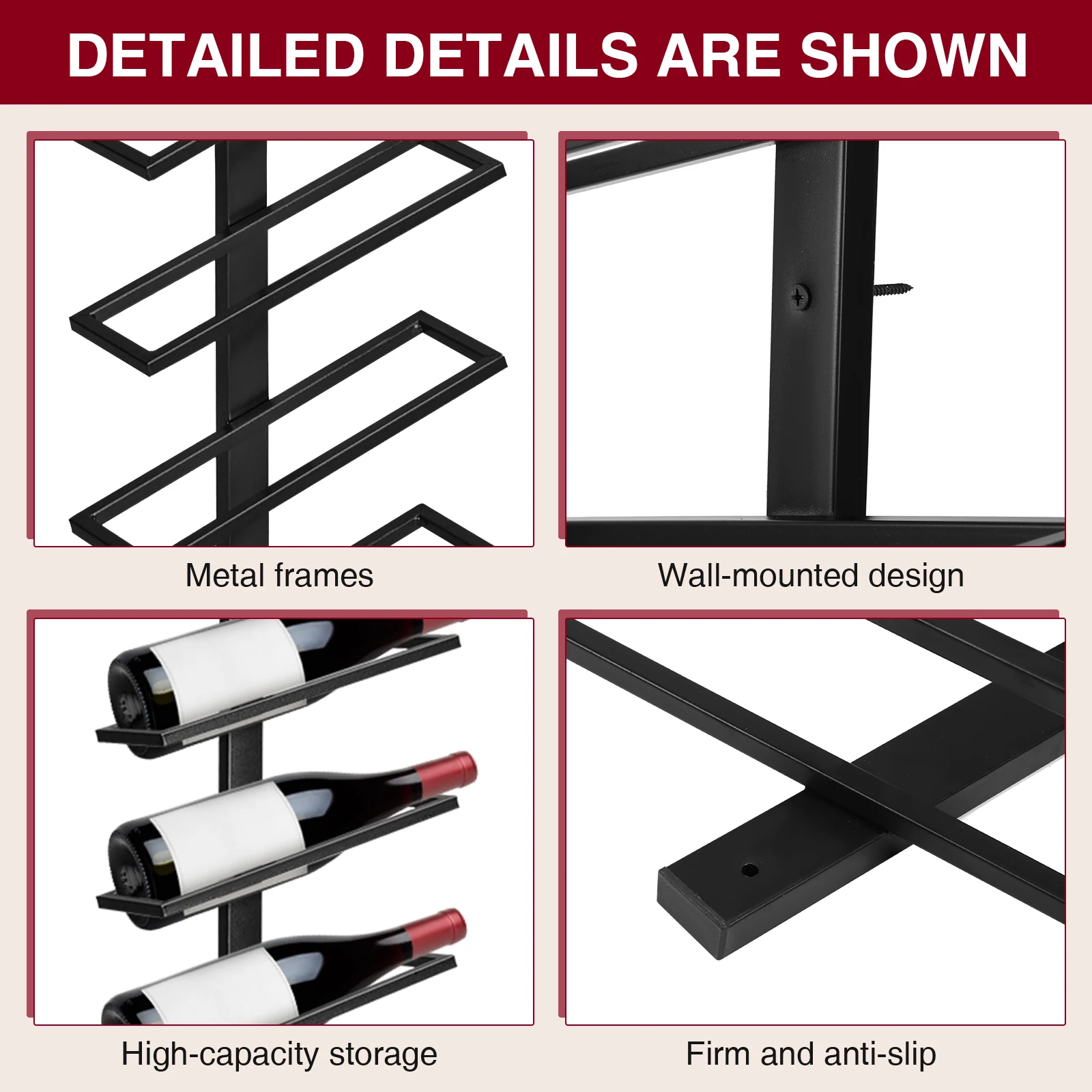 Large Wall Mount Wine Rack, 72.8inch Wall Mounted Shelves for Bar, Holds 12 Metal Wine Storage Holder for Restaurants Pantry Bar
Large Wall Mount Wine Rack, 72.8inch Wall Mounted Shelves for Bar, Holds 12 Metal Wine Storage Holder for Restaurants Pantry Bar