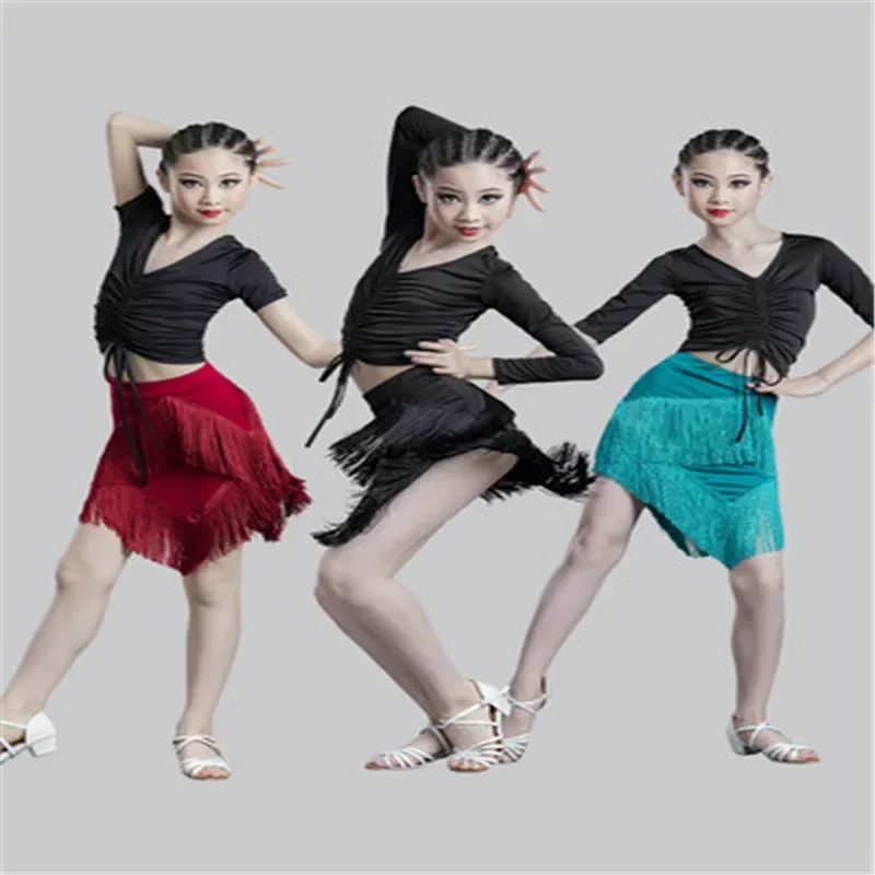 2021 New Latin Dance Clothes Girls Long/short Sleeved Tassel Skirts Suit Chacha Samba Tango Latin Dance Performance Costumes
2021 New Latin Dance Clothes Girls Long/short Sleeved Tassel Skirts Suit Chacha Samba Tango Latin Dance Performance Costumes
