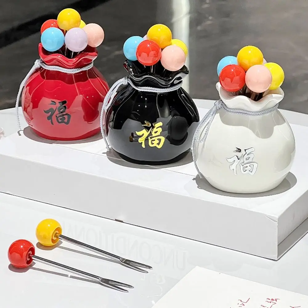 Creative Fu Bag-shaped Fruit Fork Set Anti-scald Rustproof Fu Bag-shaped Fruit Stick Decorative Comfortable Grip
Creative Fu Bag-shaped Fruit Fork Set Anti-scald Rustproof Fu Bag-shaped Fruit Stick Decorative Comfortable Grip
