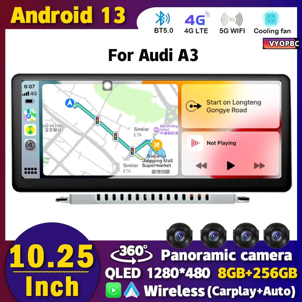 Автомобильный радиоприемник, 8 ядер, Android 13, 10,25 дюйма, для Audi A3, 8 в, 2012-2020, мультимедийный плеер, GPS, беспроводной, Carplay, авто, Wi-Fi, 4G, SIM, сенсорный экран 
Автомобильный радиоприемник, 8 ядер, Android 13, 10,25 дюйма, для Audi A3, 8 в, 2012-2020, мультимедийный плеер, GPS, беспроводной, Carplay, авто, Wi-Fi, 4G, SIM, сенсорный экран