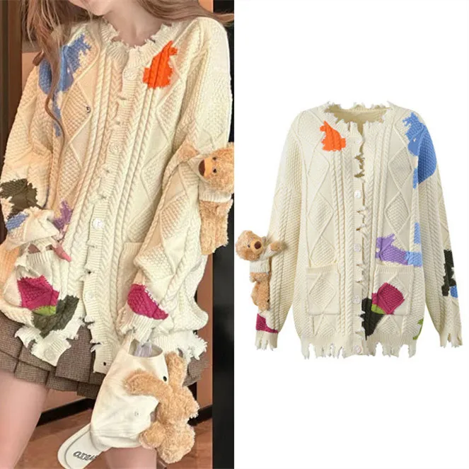 High-End European Sle fiti Doll Hole Knitted Cardigan Sweater Loose Outerwear Lazy Knitting Top Women's Faion
High-End European Sle fiti Doll Hole Knitted Cardigan Sweater Loose Outerwear Lazy Knitting Top Women's Faion