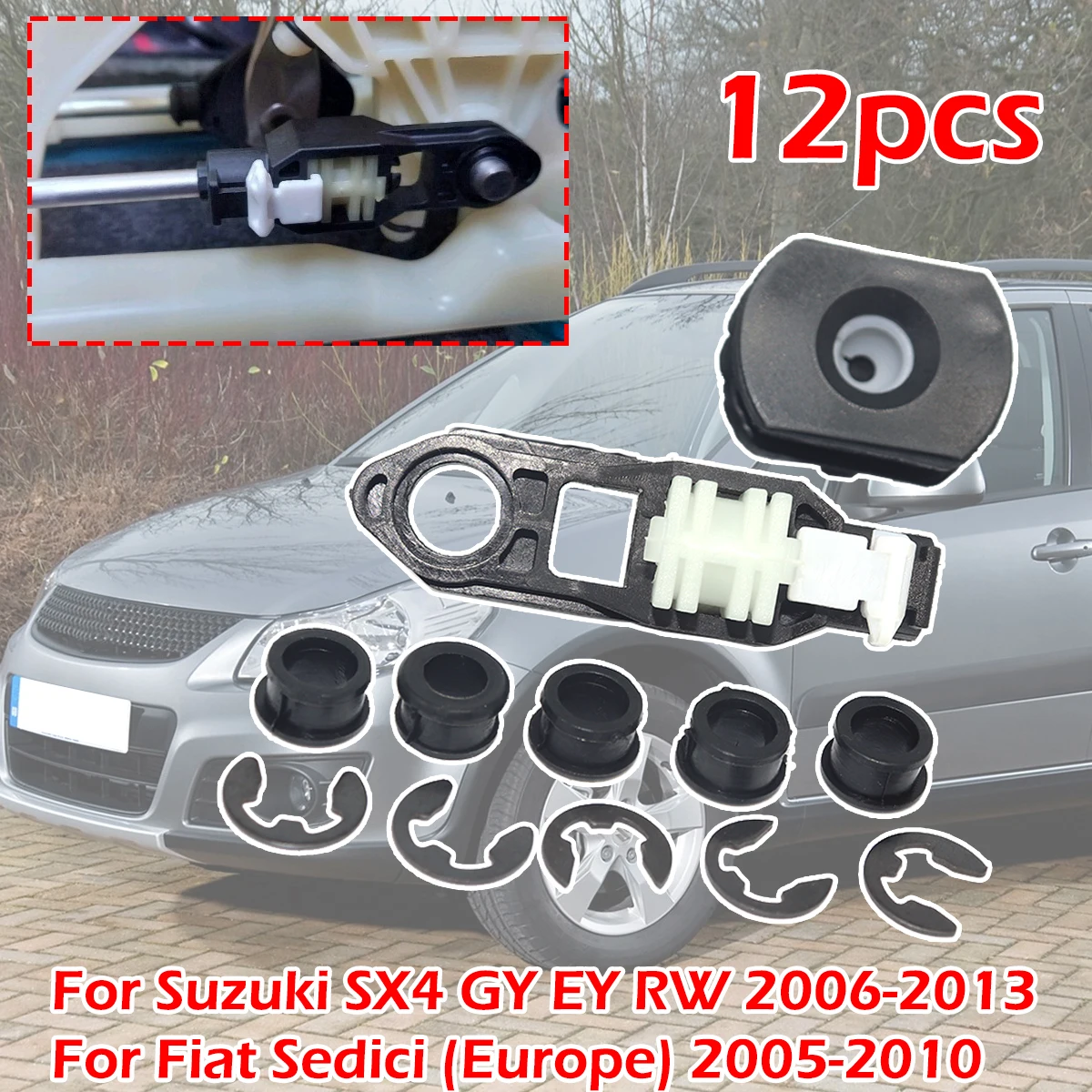 12pc Gear Shift Cable Linkage Lever End Rod Connect Bushing kit For Suzuki SX4 GY EY RW 2006-2013 Fiat Sedici Car Replace parts 
12pc Gear Shift Cable Linkage Lever End Rod Connect Bushing kit For Suzuki SX4 GY EY RW 2006-2013 Fiat Sedici Car Replace parts