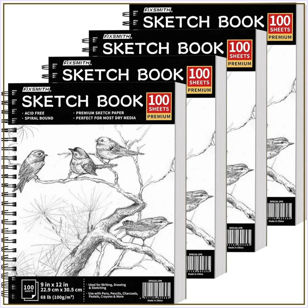 9"x12" Sketch Book 400 Sheets (4 Pack) 68lb/100gsm Acid-Free Drawing Paper Spiral Bound Sketchpad for Artists Beginners
9"x12" Sketch Book 400 Sheets (4 Pack) 68lb/100gsm Acid-Free Drawing Paper Spiral Bound Sketchpad for Artists Beginners