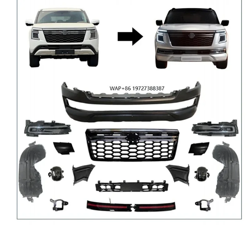 New Facelift Front/Rear Bumper for PATROL 2025 Y63 Low Spec to High Spec Upgrade Body Kit
New Facelift Front/Rear Bumper for PATROL 2025 Y63 Low Spec to High Spec Upgrade Body Kit