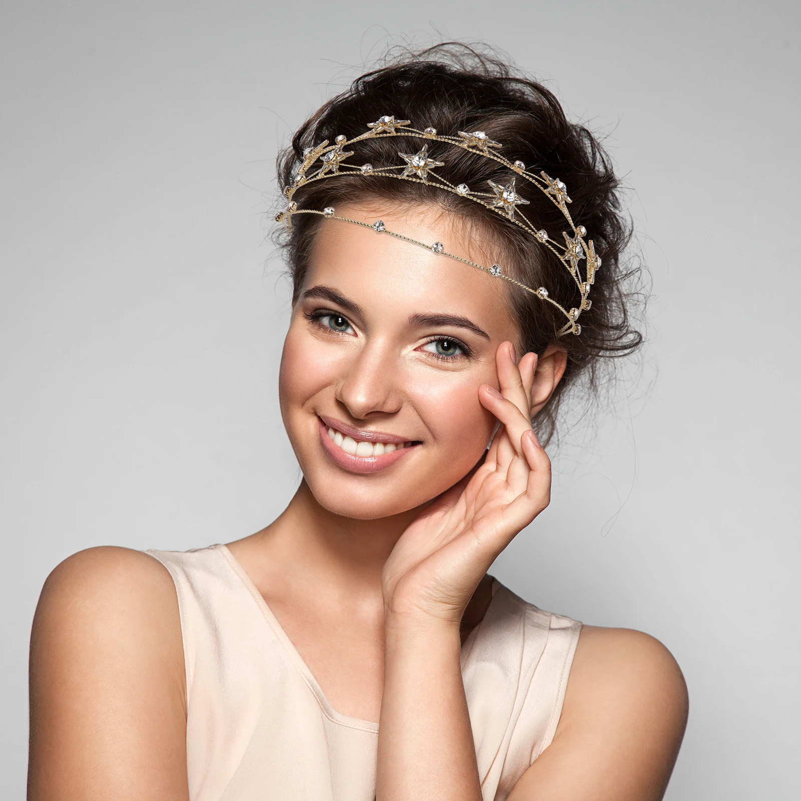 Bridesmaid Princess Tiara Silver Star Crown Headband Golden Headpiece for Women
Bridesmaid Princess Tiara Silver Star Crown Headband Golden Headpiece for Women