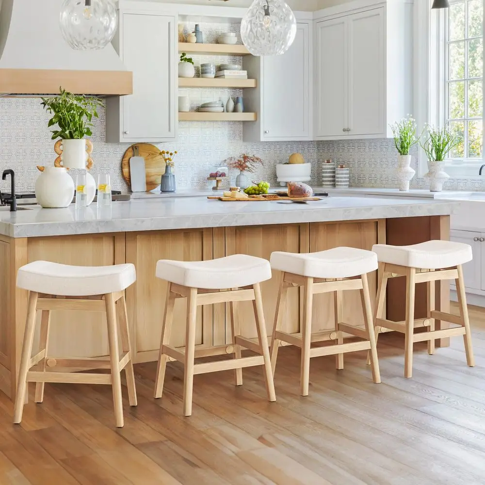 Bar Stools Set of 4, Barstools with Sturdy Wood Legs, Saddle Seat Counter Height Bar Stools for Kitchen Counter, Bar, Dining, 2
Bar Stools Set of 4, Barstools with Sturdy Wood Legs, Saddle Seat Counter Height Bar Stools for Kitchen Counter, Bar, Dining, 2