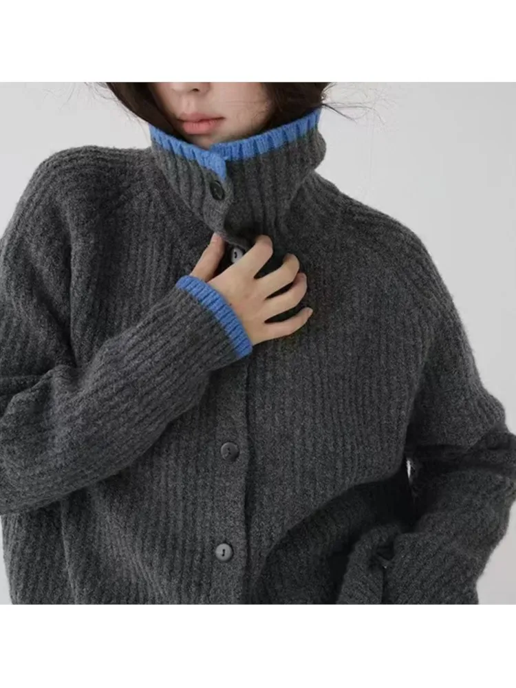 Winter Clothes Woman Pulls Femmes Contrast Cardigans All-match Loose Simple Style Sweater Comfortable Fashion Casual Commuting 
Winter Clothes Woman Pulls Femmes Contrast Cardigans All-match Loose Simple Style Sweater Comfortable Fashion Casual Commuting