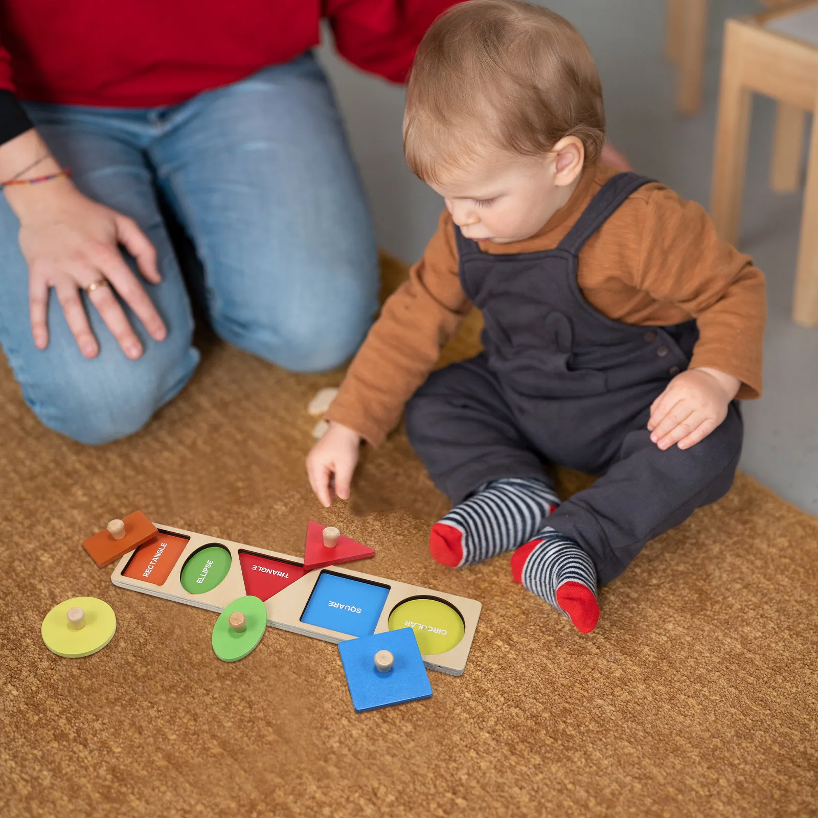 Toddler Wooden Puzzle Board with 5 Geometric Holes Shape Sorting Peg Puzzle Bright Colors Cognitive Development Learning Tool
Toddler Wooden Puzzle Board with 5 Geometric Holes Shape Sorting Peg Puzzle Bright Colors Cognitive Development Learning Tool
