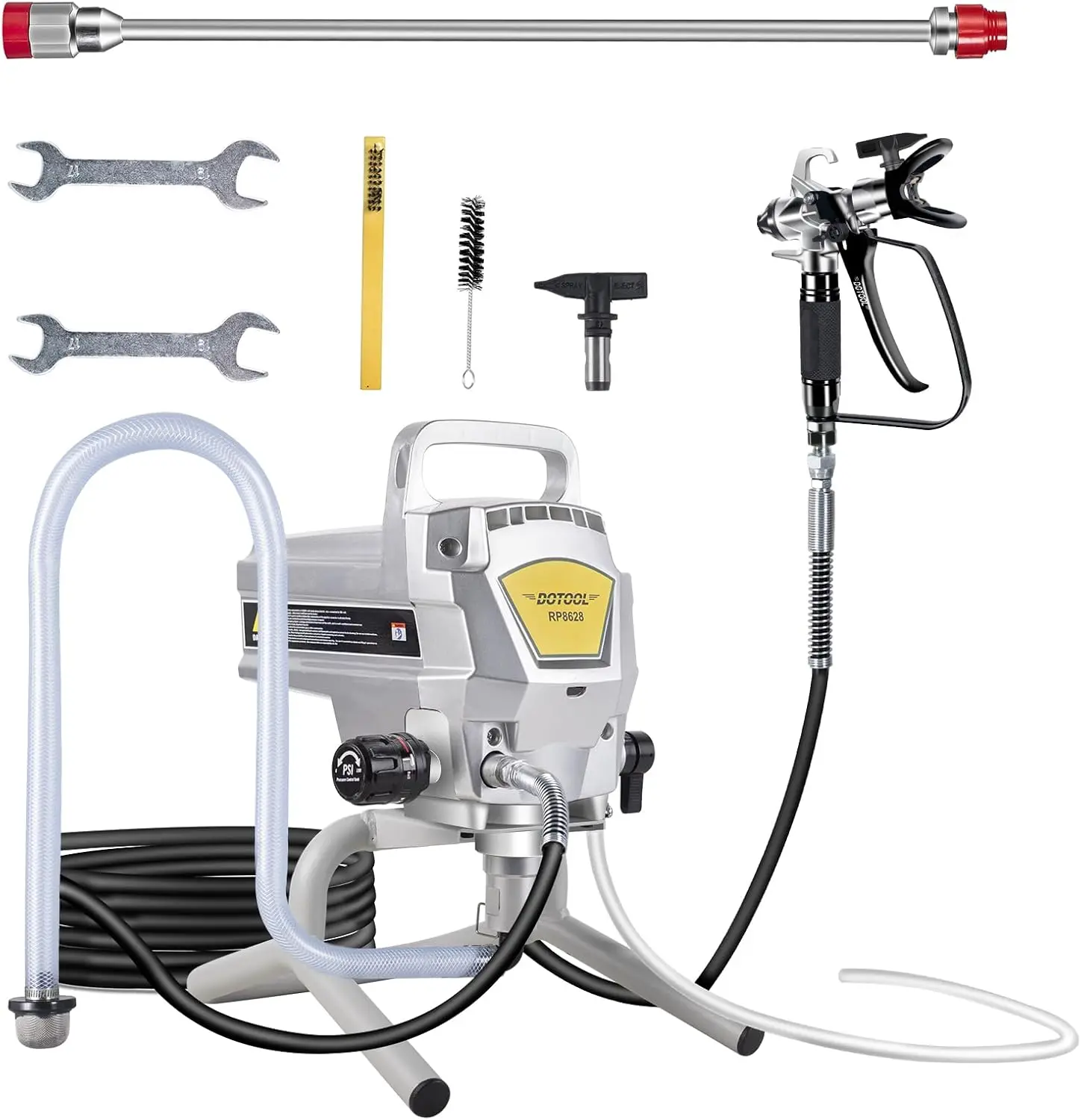 950W Airless Paint Sprayer, 3300PSI High Efficiency Gun, Thinning-Free with Extension Pole for DIY Home Painting Projects
950W Airless Paint Sprayer, 3300PSI High Efficiency Gun, Thinning-Free with Extension Pole for DIY Home Painting Projects