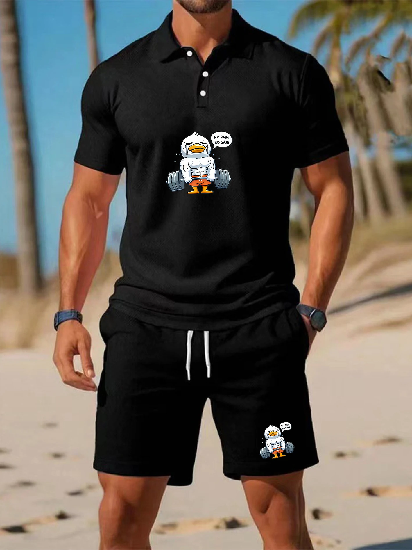 Men's Loose-fit Polo & Shorts Set, Breathable Sweat-wicking Fabric, Comfy Fashion Print, Versatile for Gym, Business Trips,
Men's Loose-fit Polo & Shorts Set, Breathable Sweat-wicking Fabric, Comfy Fashion Print, Versatile for Gym, Business Trips,