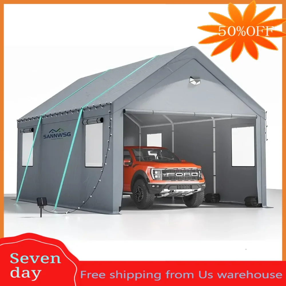 12 * 20 Heavy Duty Carport Canopy - Extra Large Portable Car Tent Garage With Roll-up Windows and All-Season Tarp Cover Camping 
12 * 20 Heavy Duty Carport Canopy - Extra Large Portable Car Tent Garage With Roll-up Windows and All-Season Tarp Cover Camping