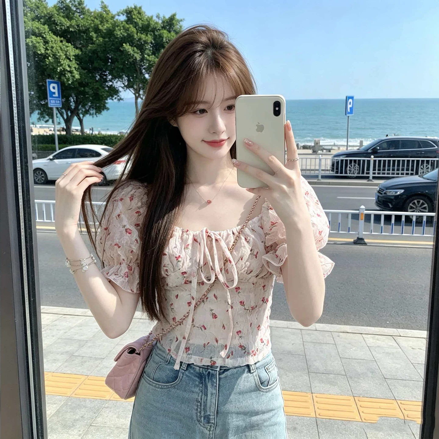 Floral Print Square Collar Chiffon Shirt Women's Style 2026 New Summer Belted Bubble Sleeve Shirt Elegant Top Korean Style
Floral Print Square Collar Chiffon Shirt Women's Style 2026 New Summer Belted Bubble Sleeve Shirt Elegant Top Korean Style