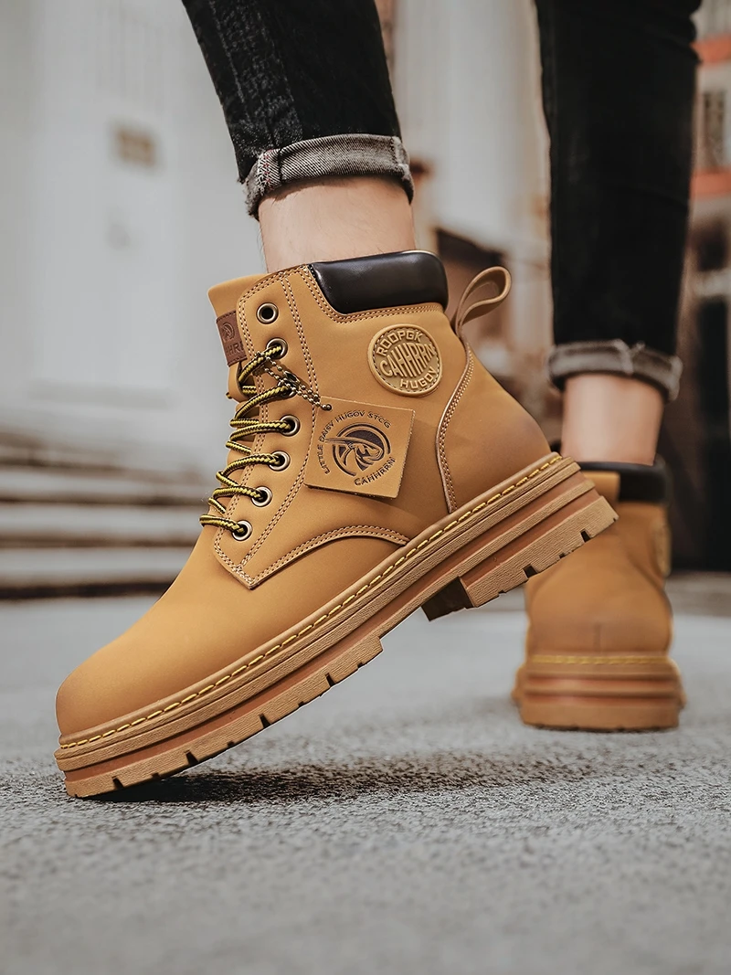 Men's Boots High Top Thick Bottom Heightening Waterproof Anti-slip Casual Shoes round Toe Short Boots Spring Autumn
Men's Boots High Top Thick Bottom Heightening Waterproof Anti-slip Casual Shoes round Toe Short Boots Spring Autumn
