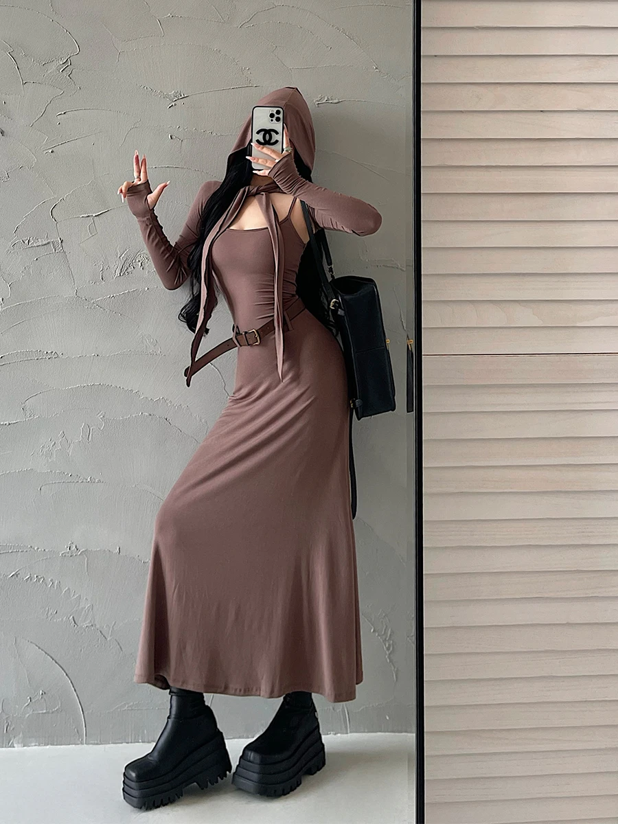 Young Girl Day Apocalyptic Style Long Sleeve Hooded Dress Set with Belt Trendy Women's Fashion Ensemble Autumn 2023
Young Girl Day Apocalyptic Style Long Sleeve Hooded Dress Set with Belt Trendy Women's Fashion Ensemble Autumn 2023