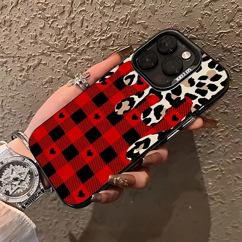 Leopard print red checkered design phone case for iPhone 16 15 14 13 12 11 Pro/ Max/Plus shock-proof rear cover anti-fingerprint
Leopard print red checkered design phone case for iPhone 16 15 14 13 12 11 Pro/ Max/Plus shock-proof rear cover anti-fingerprint