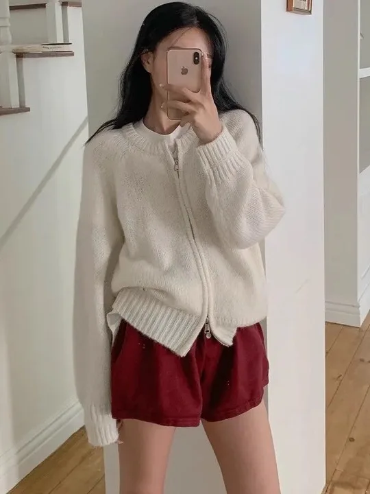 Fashionable Simple Knitted Jacket Women's Short Sleeve Long Sleeve round Neck Sweater Cardigan Autumn Winter Warm Thermal Zipper
Fashionable Simple Knitted Jacket Women's Short Sleeve Long Sleeve round Neck Sweater Cardigan Autumn Winter Warm Thermal Zipper
