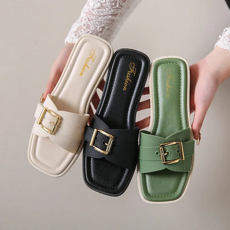 Fashion Slippers For Women In Summer, Anti Slip New Style, Square Buckle Flat Bottom Straight Casual Cool Slippers
Fashion Slippers For Women In Summer, Anti Slip New Style, Square Buckle Flat Bottom Straight Casual Cool Slippers
