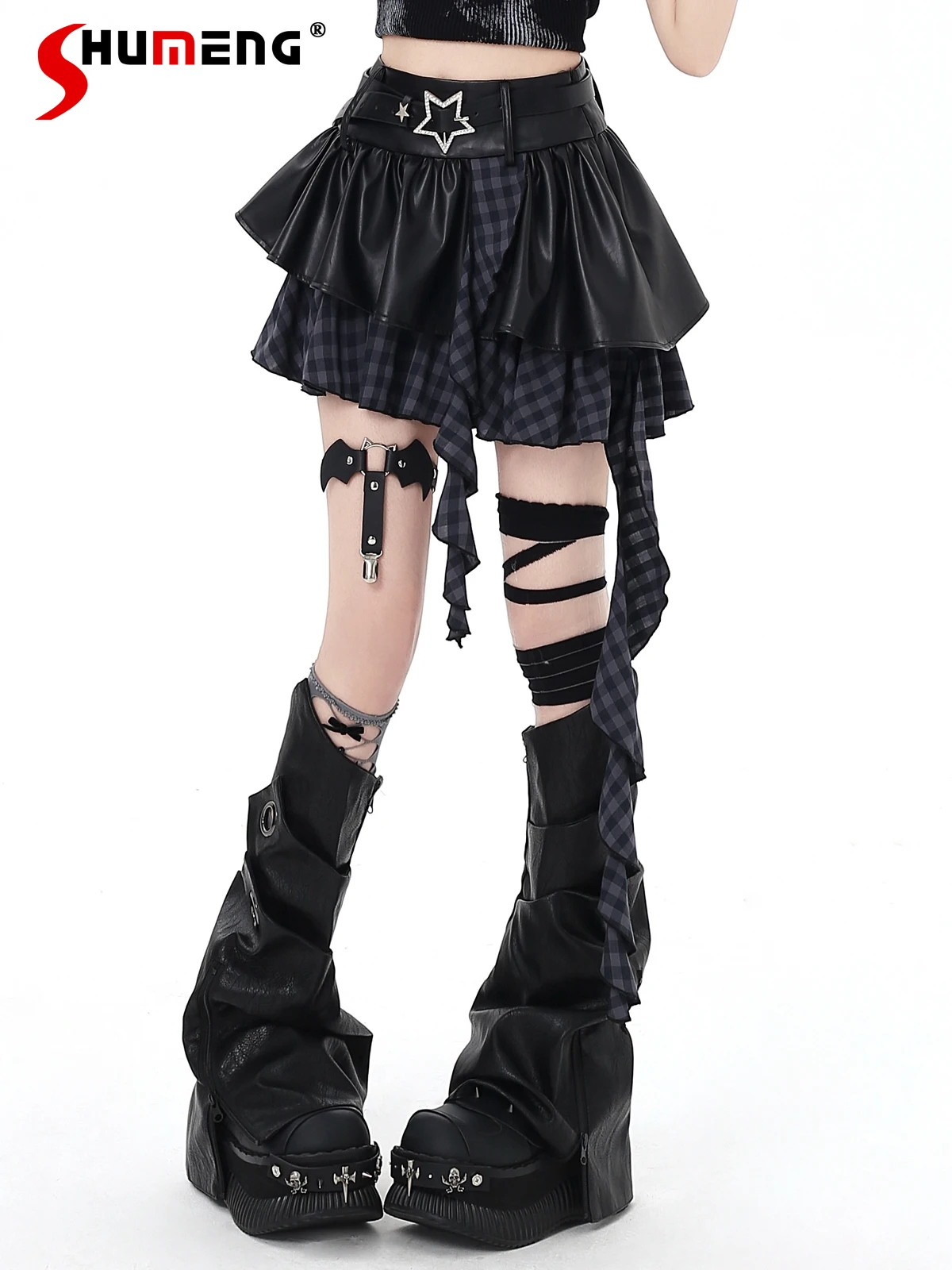 Original Japanese Subculture Sweet Cool Girl Y2K Short Skirts High Waist Belt Slim PU Patchwork Plaid Irregular Mini Skirt Women
Original Japanese Subculture Sweet Cool Girl Y2K Short Skirts High Waist Belt Slim PU Patchwork Plaid Irregular Mini Skirt Women