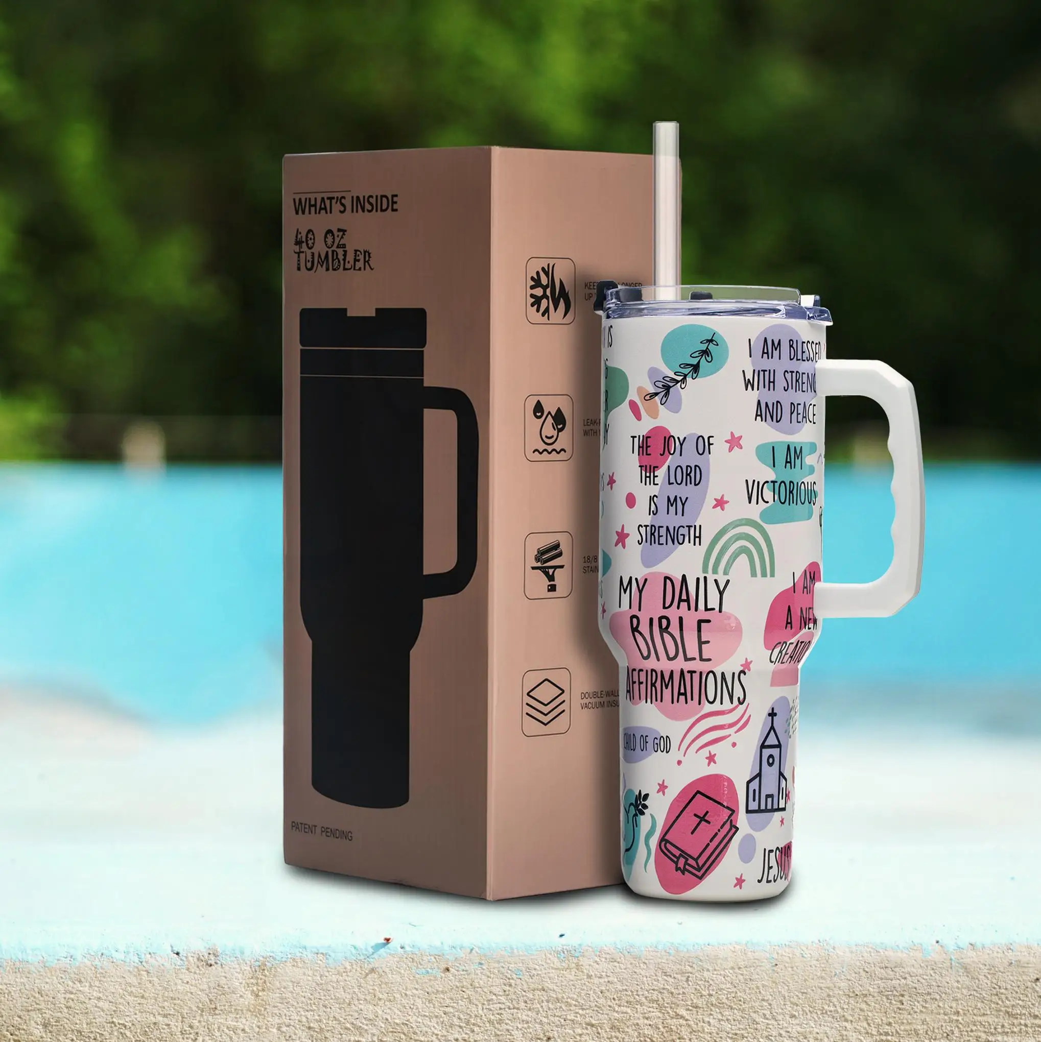 40oz Stainless Steel Christian Tumbler with Scripture &Handle,Vacuum Insulated Faith Mug with Lid, Birthday Gift for Believers
40oz Stainless Steel Christian Tumbler with Scripture &Handle,Vacuum Insulated Faith Mug with Lid, Birthday Gift for Believers