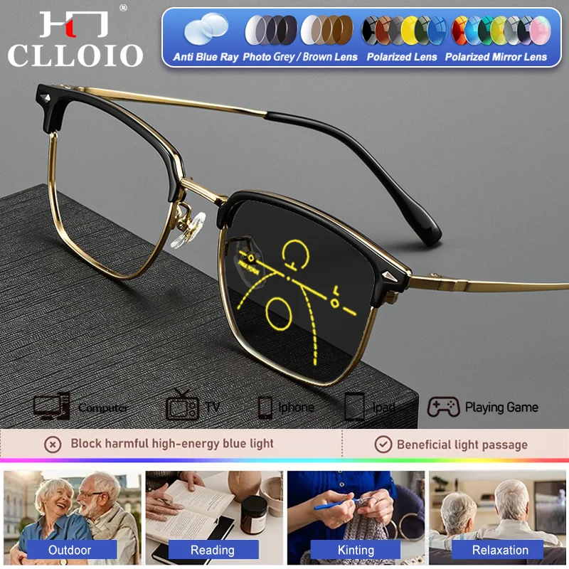 CLLOIO Trendy Style Pure Titanium Eyebrow Squar Frame Myopia Glasses Men's Blue Light Filter Progressive Prescription Eyeglasses
CLLOIO Trendy Style Pure Titanium Eyebrow Squar Frame Myopia Glasses Men's Blue Light Filter Progressive Prescription Eyeglasses
