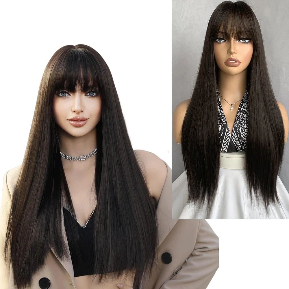 Synthetic Long Straight Hair Wigs With Bangs For Women 26Inch Heat Resistant Fiber Hair Full Machine Wig For Cosplay Party Daily
Synthetic Long Straight Hair Wigs With Bangs For Women 26Inch Heat Resistant Fiber Hair Full Machine Wig For Cosplay Party Daily