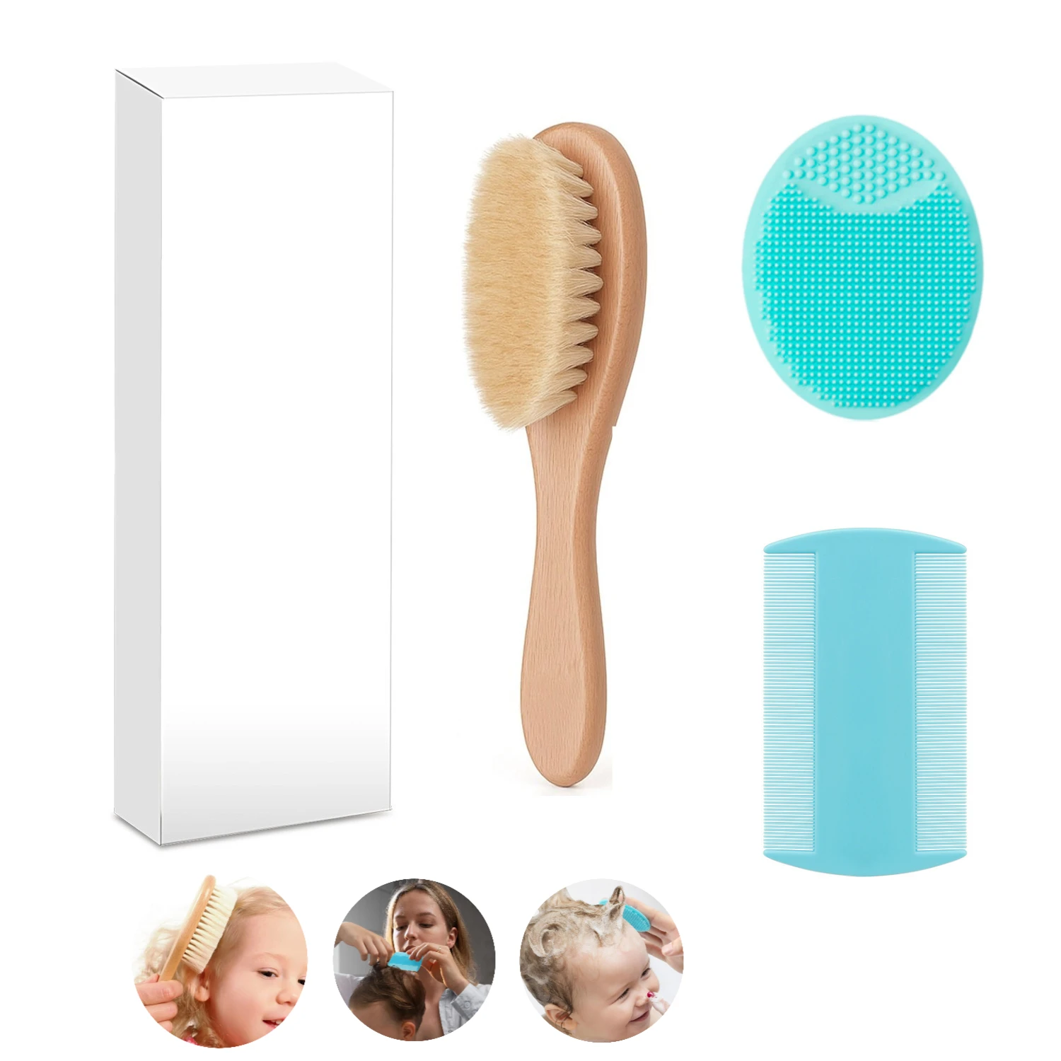 New Cradle Cap Brush and Comb Set with Baby Hair Brush3-Piece Wooden Baby Brush Kit for Newborns and Infants Goat Bristles Brush
New Cradle Cap Brush and Comb Set with Baby Hair Brush3-Piece Wooden Baby Brush Kit for Newborns and Infants Goat Bristles Brush